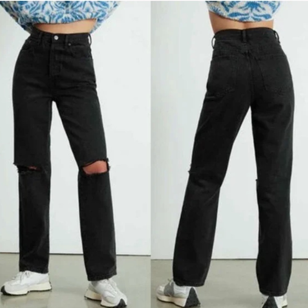 PacSun Eco Black Distressed Dad Jeans Size‎ 24